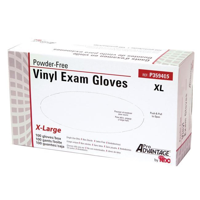 Gloves Exam Vinyl P-F ProAdvantage X-Large (100/ .. .  .  